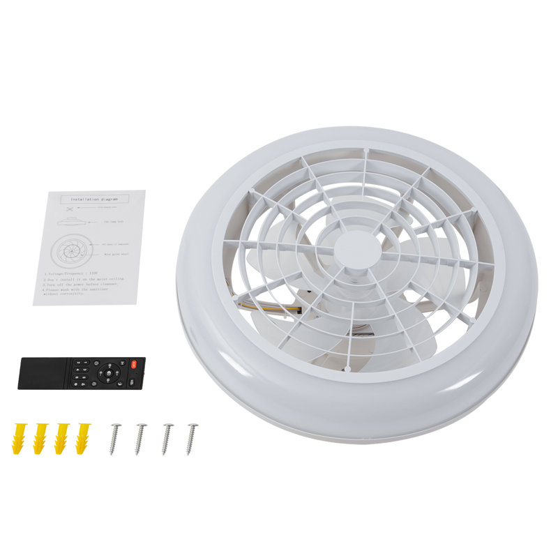 Latitude Run® 17.7'' Hidden Blade Ceiling Fan with LED Light and Remote